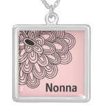 Nonna Necklace Trendy Black Flower on Pink