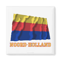 Noord-Holland Waving Flag with Name Refrigerator Magnets