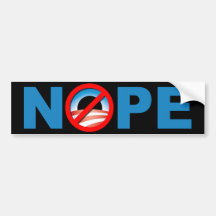 NOPE To Barack Obama Bumper Sticker