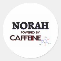 Norah powered by caffeine round sticker