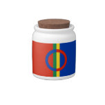 Nordic Circle Red Blue On Color Stripe Candy Jar at Zazzle