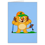 This cute lion is nordic walking with ski poles. He loves to be in the outdoors and take in the fresh air. His hat sports a picture of a leaf showing everyone that he loves nature and supports the environment. This makes a great gift for anyone who loves walking outside, nordic walking, fitness walking or pole walking.