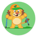 This cute lion is nordic walking with ski poles. He loves to be in the outdoors and take in the fresh air. His hat sports a picture of a leaf showing everyone that he loves nature and supports the environment. This makes a great gift for anyone who loves walking outside, nordic walking, fitness walking or pole walking.