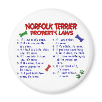 NORFOLK TERRIER Property Laws 2 magnets by poochloverstuff NORFOLK TERRIER Property Laws 2 magnets