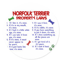 NORFOLK TERRIER Property Laws 2 stickers by poochloverstuff NORFOLK TERRIER Property Laws 2 stickers