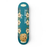 Norfolk Terrier - Turquoise Floral Design Skate Board