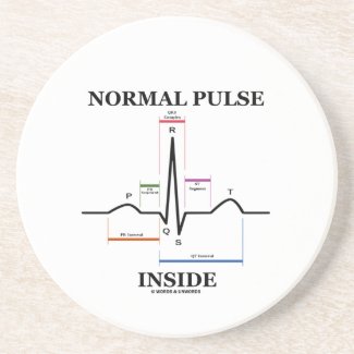 Normal Pulse Inside (ECG/EKG Electrocardiogram) Drink Coasters