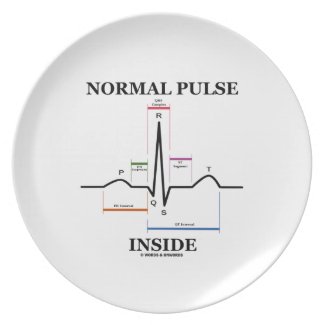 Normal Pulse Inside (ECG/EKG Electrocardiogram) Dinner Plate