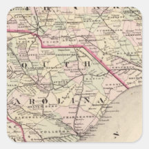 North and South Carolina 4 Square Stickers