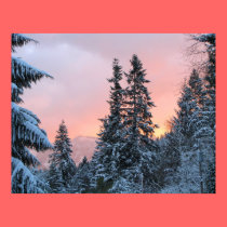 North Bend Snow Sunset posters