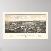 North Billerica, MA Panoramic Map - 1887 Poster