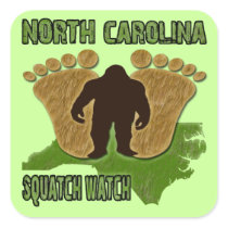 North Carolina Squatch Watch Square Sticker