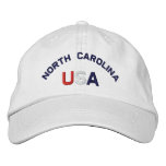 North Carolina USA  Embroidered White Hat embroidered hats
