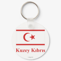 North Cyprus Flag with Name in Turkish keychains