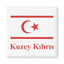 North Cyprus Flag with Name in Turkish Magnet