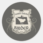 North Dakota Birder Shield Round Sticker