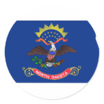 North Dakota Flag Map Round Stickers