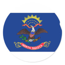 North Dakota Flag Map Round Stickers