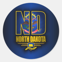 North Dakota (ND) Round Stickers