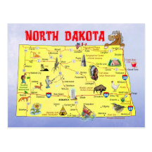 North Dakota State Map Post Card