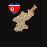 North Korea Flag Heart Map Fitted AA T-Shirt
