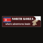 North Korea Flag Map Text Bumper Sticker