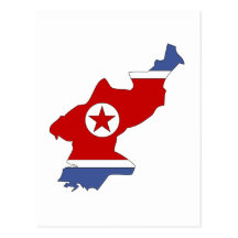 North Korea flag map Post Cards