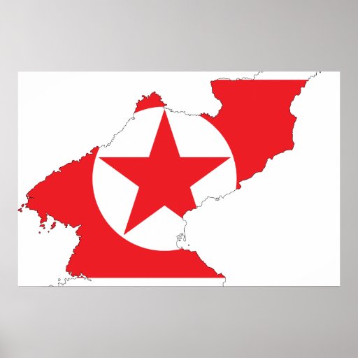 North Korea flag map Poster