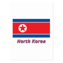 North Korea Flag with Name Postcards