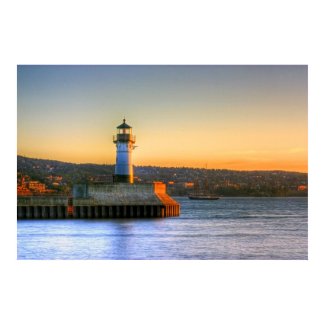 North Pier Lighthouse with Tall Ship print