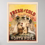 North Pole BEER Ice COLD Vintage Advertisement Poster