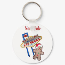North Pole Gingerbreadman with Las Vegas Sign Keyc keychains