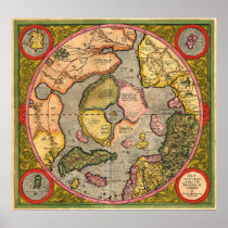 North Pole Map by Mercator Posters