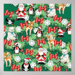 North Pole Themed Mini Ornaments on Christmas Tree Print
