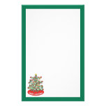 North Pole Themed Mini Ornaments on Christmas Tree Stationery Design