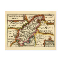 Northamptonshire County Map, England postcards by ZephyrusBooks Northamptonshire County Map, England postcards