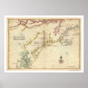 Northeast Coast USA Map 1639 posters