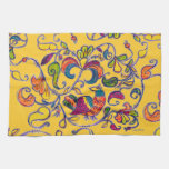 Northern Bird on Yellow Kitchen Towels