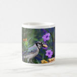 Northern Blue Jay & Flowers Mug