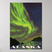 Northern Lights and Orcas - Katmai, Alaska Posters