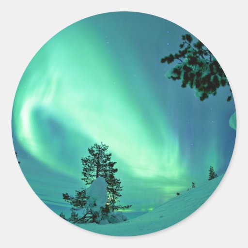 Northern Lights at Winter Classic Round Sticker Zazzle