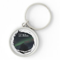 Northern Lights in Boreal Forest; Customizable Key Chain
