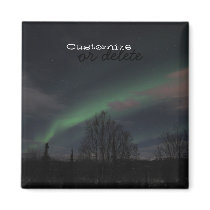 Northern Lights in Boreal Forest; Customizable Refrigerator Magnet