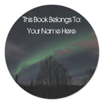 Northern Lights in Boreal Forest Round Sticker