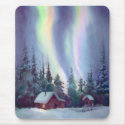 NORTHERN LIGHTS & LOG CABIN by SHARON SHARPE mousepads by sharonsharpe NORTHERN LIGHTS & LOG CABIN by SHARON SHARPE mousepads