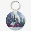 NORTHERN LIGHTS & LOG CABIN keychains by sharonsharpe NORTHERN LIGHTS & LOG CABIN keychains