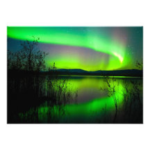 Northern lights mirrored on lake personalized invitation