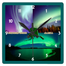 Northern Lights of Alaska Collage Clock