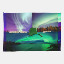 Northern Lights of Alaska Collage Kitchen Towel