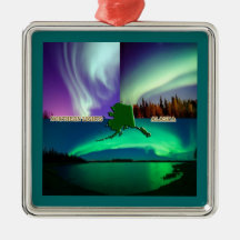 Northern Lights of Alaska Collage Ornaments